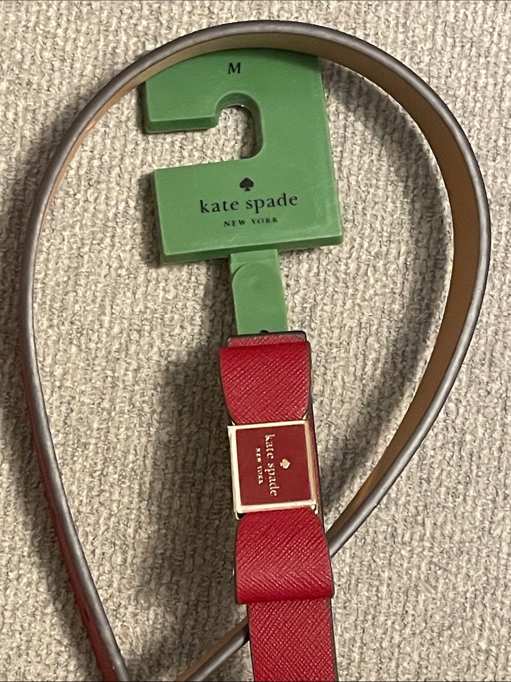 Kate Spade ♠️ Maroon Red/Burgundy Genuine Leather Gold Trim Belt (M) NWT $68